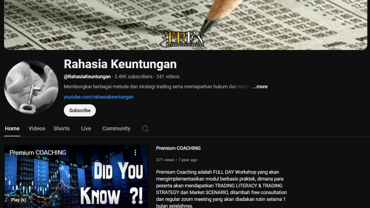 Youtube channel untuk para trader