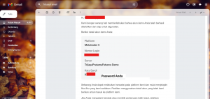 Email Login dan Password MT5
